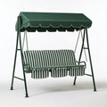 3-Sitzer Hollywoodschaukel mit Sonnendach, 170 x 110 x 153 cm, Dunkelgrün/Weiss