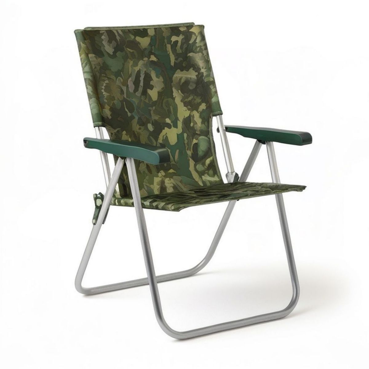 Zusammenklappbarer Campingstuhl mit Armlehnen, 58 x 60 x 85 cm, Tarnmuster Grün