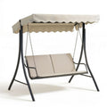 2-Sitzer Hollywoodschaukel mit Sonnendach, 170 x 110 x 153 cm, Beige/Schwarz, Stahl und Polyester