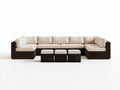7-teiliges U-förmiges Gartenlounge-Set 300 x 80 x 70 cm aus PE-Rattan und Aluminium, Dunkelbraun/Creme