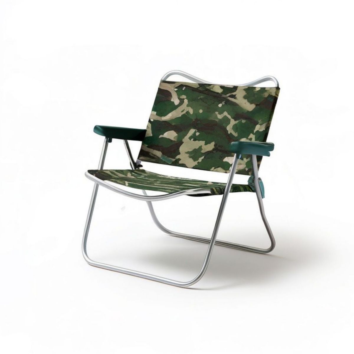 Klappbarer Campingstuhl mit Armlehnen, Aluminium und Polyester, 56 x 50 x 80 cm, Camouflage