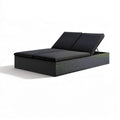 Doppel-Gartenliege aus PE-Rattan, Schwarz, 200 x 140 x 30 cm