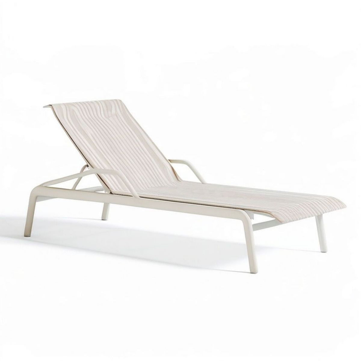 Verstellbare Gartenliege aus Aluminium und Textilene, Creme, 190 x 65 x 35 cm