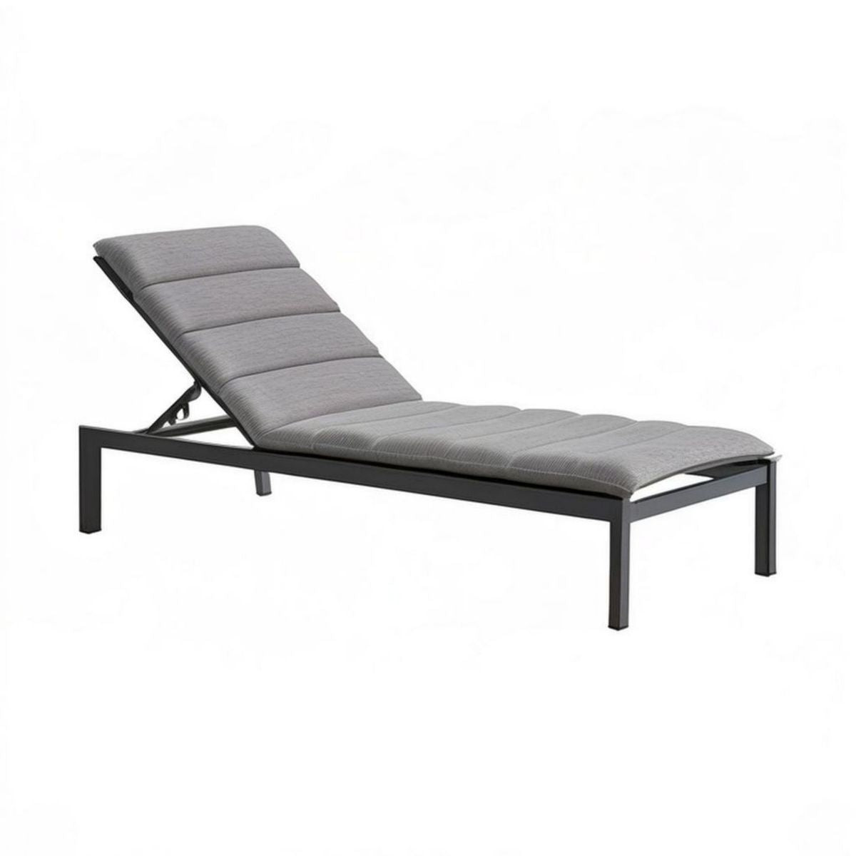 Sonnenliege mit verstellbarer Rückenlehne, 200 x 70 x 35 cm, Schwarz/Grau, Aluminium und Polyester