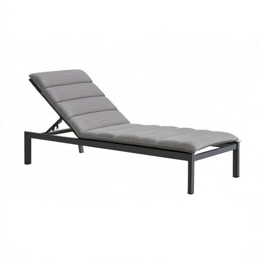 Sonnenliege mit verstellbarer Rückenlehne, 200 x 70 x 35 cm, Schwarz/Grau, Aluminium und Polyester