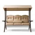 3-Sitzer Hollywoodschaukel mit Sonnendach, Beige/Braun, 200 x 120 x 170 cm
