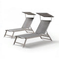 2er-Set Gartenliegen mit verstellbarem Sonnendach, Grau/Silber, 200 x 70 x 35 cm