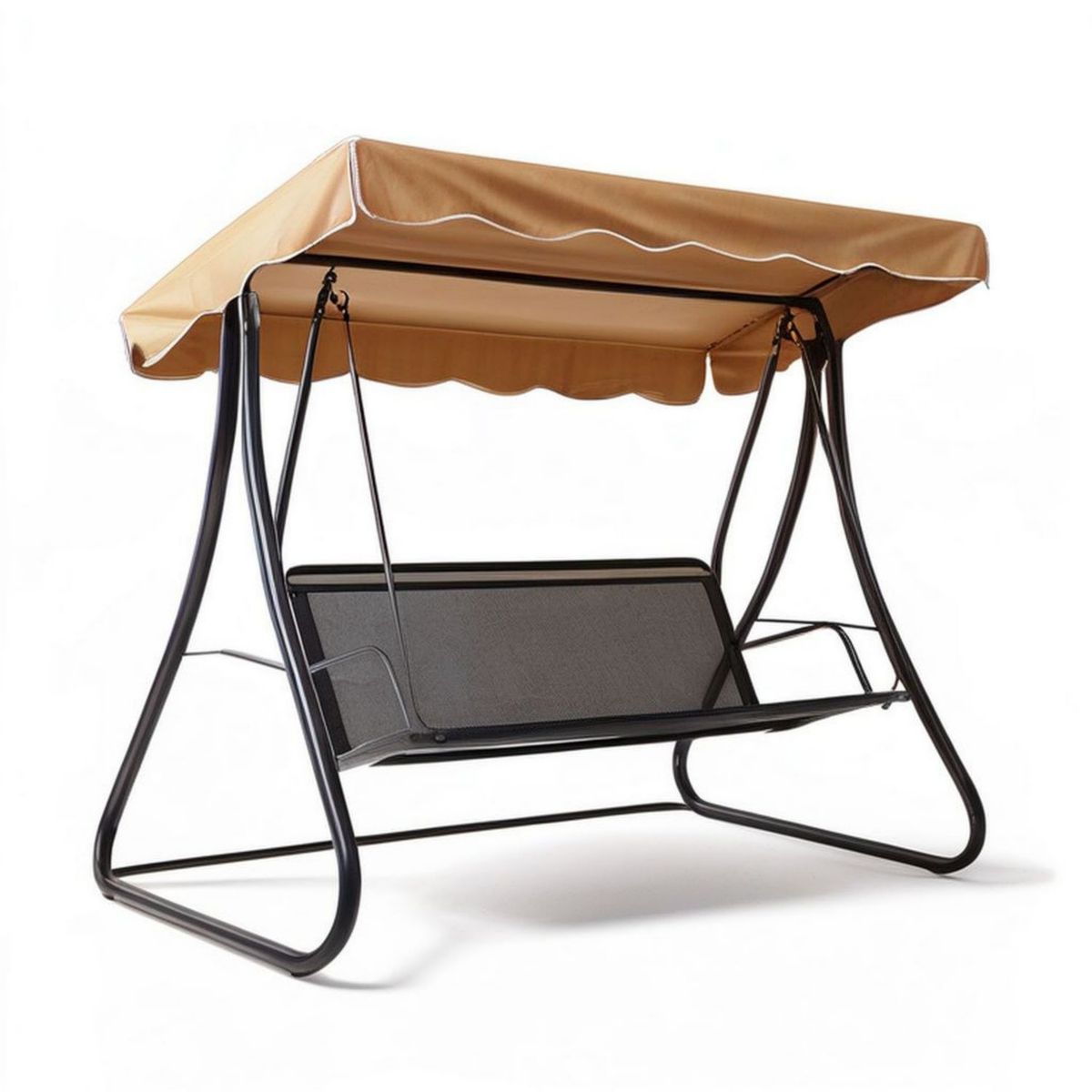 3-Sitzer Hollywoodschaukel mit Sonnendach, 170 x 110 x 153 cm, Braun/Schwarz/Grau